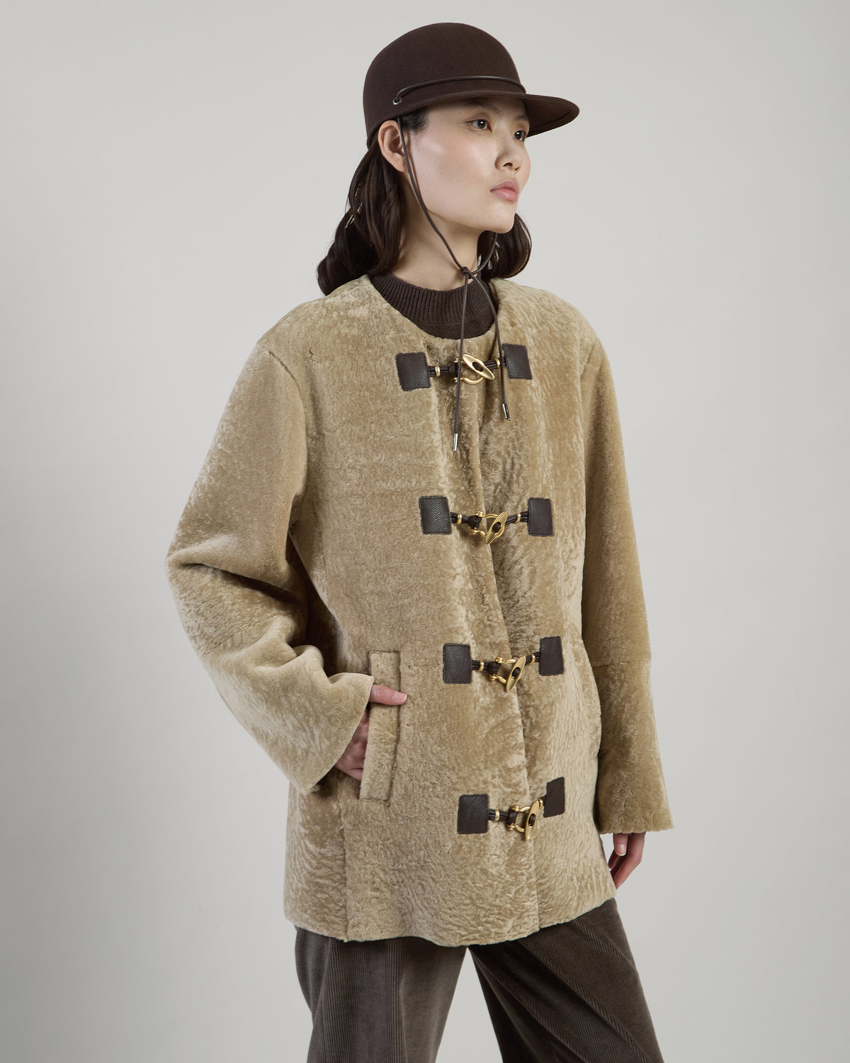 PRINTED SHEARLING JACKET