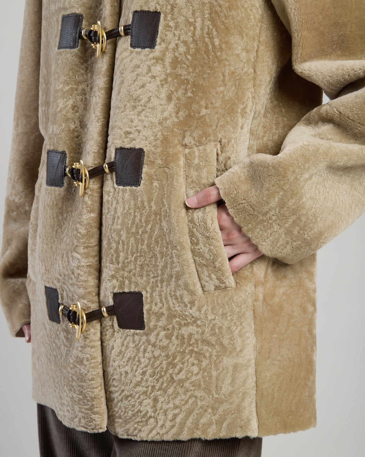 PRINTED SHEARLING JACKET