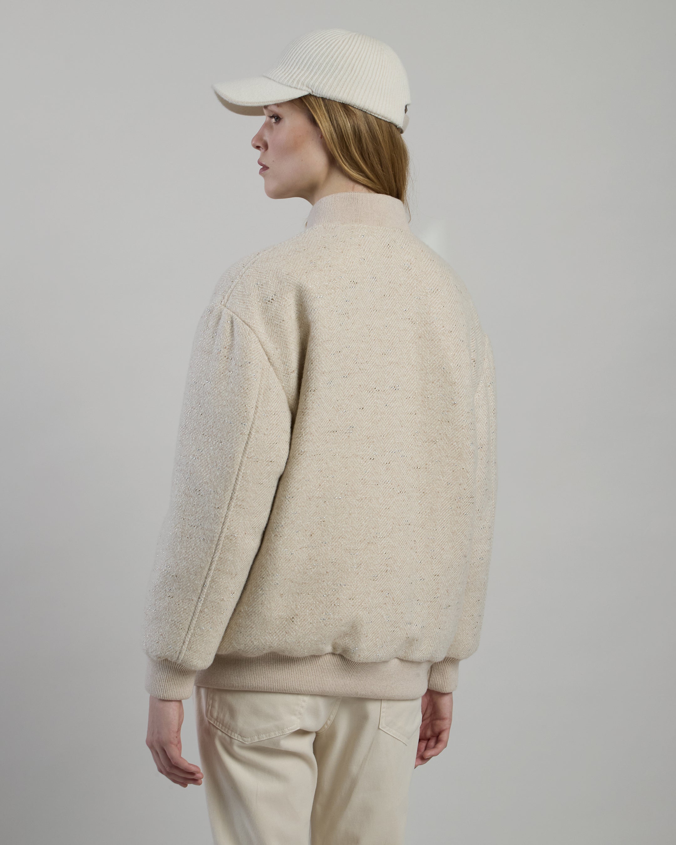BOMBER BIMATERICO LANA CASHMERE LUREX BIMATERICO CON TESSUTO TECNICO - 2