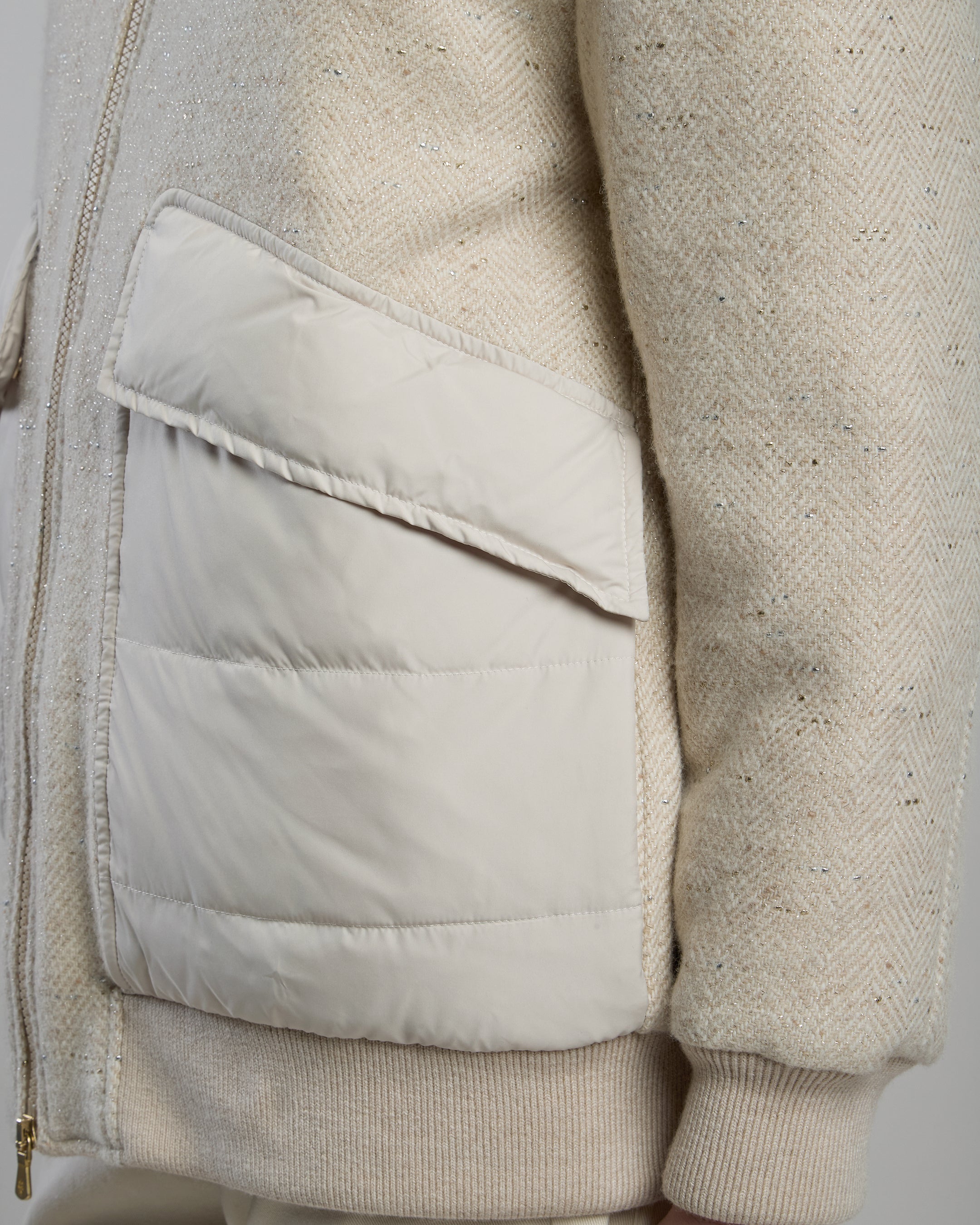 BOMBER BIMATERICO LANA CASHMERE LUREX BIMATERICO CON TESSUTO TECNICO