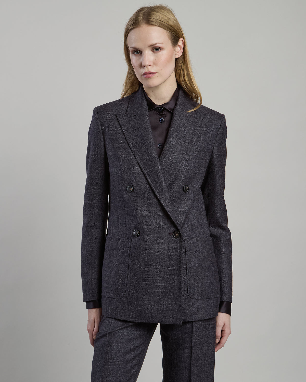DOUBLE-BREASTED WOOL SILK JACKET - 1
