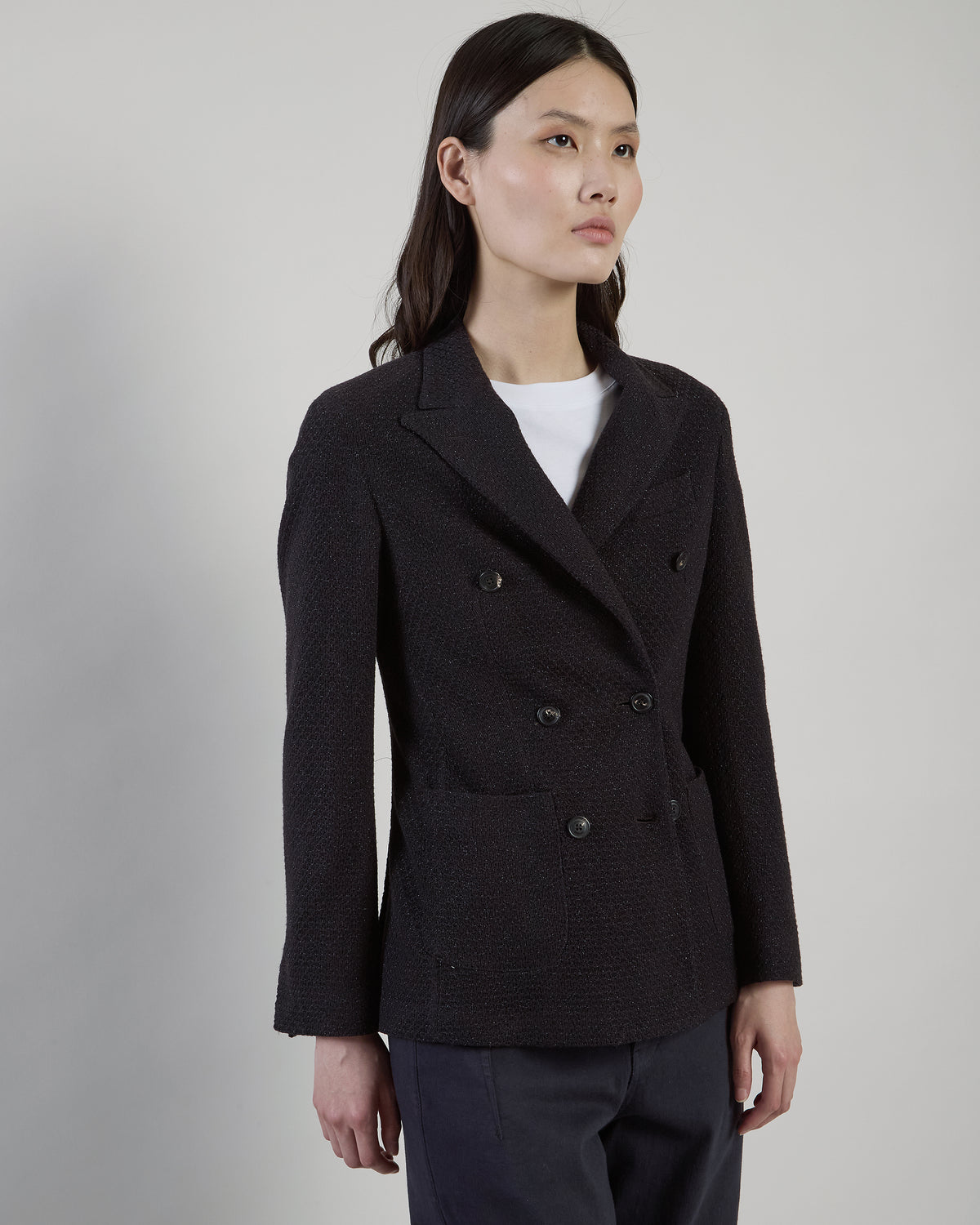 DOUBLE-BREASTED LUREX WOOL JACKET