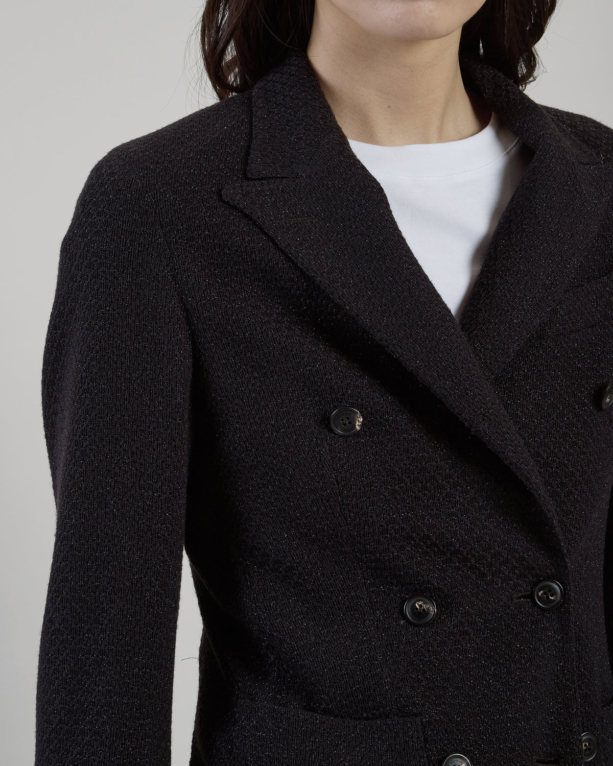 DOUBLE-BREASTED LUREX WOOL JACKET