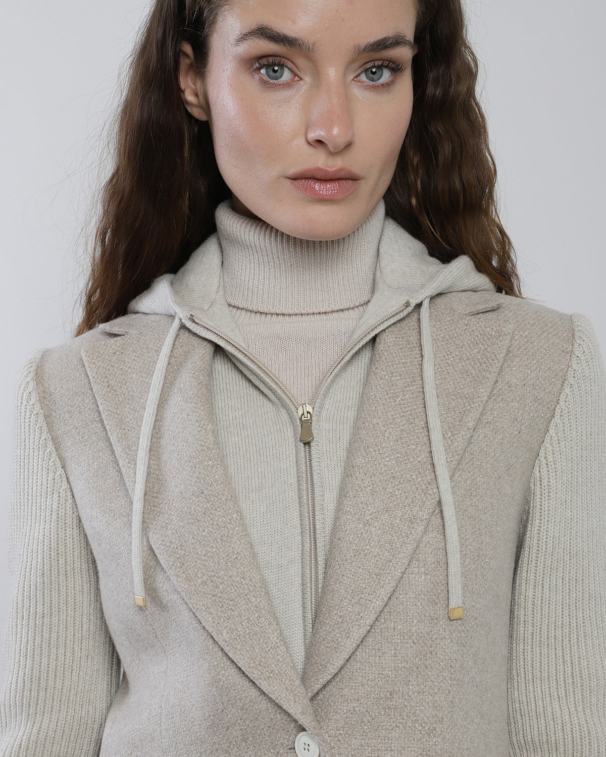 BUTTONED SILK CASHMERE SINGLE-BREASTED JACKET WITH KNIT INSERTS - 4