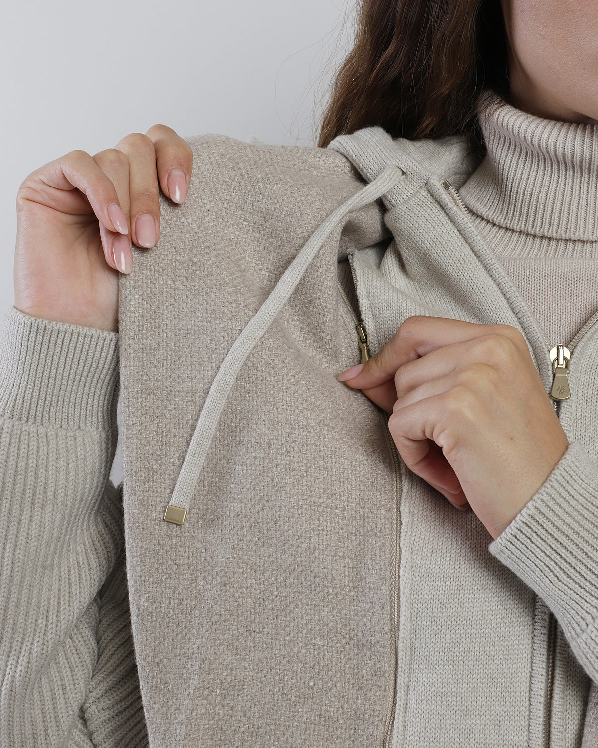 BUTTONED SILK CASHMERE SINGLE-BREASTED JACKET WITH KNIT INSERTS