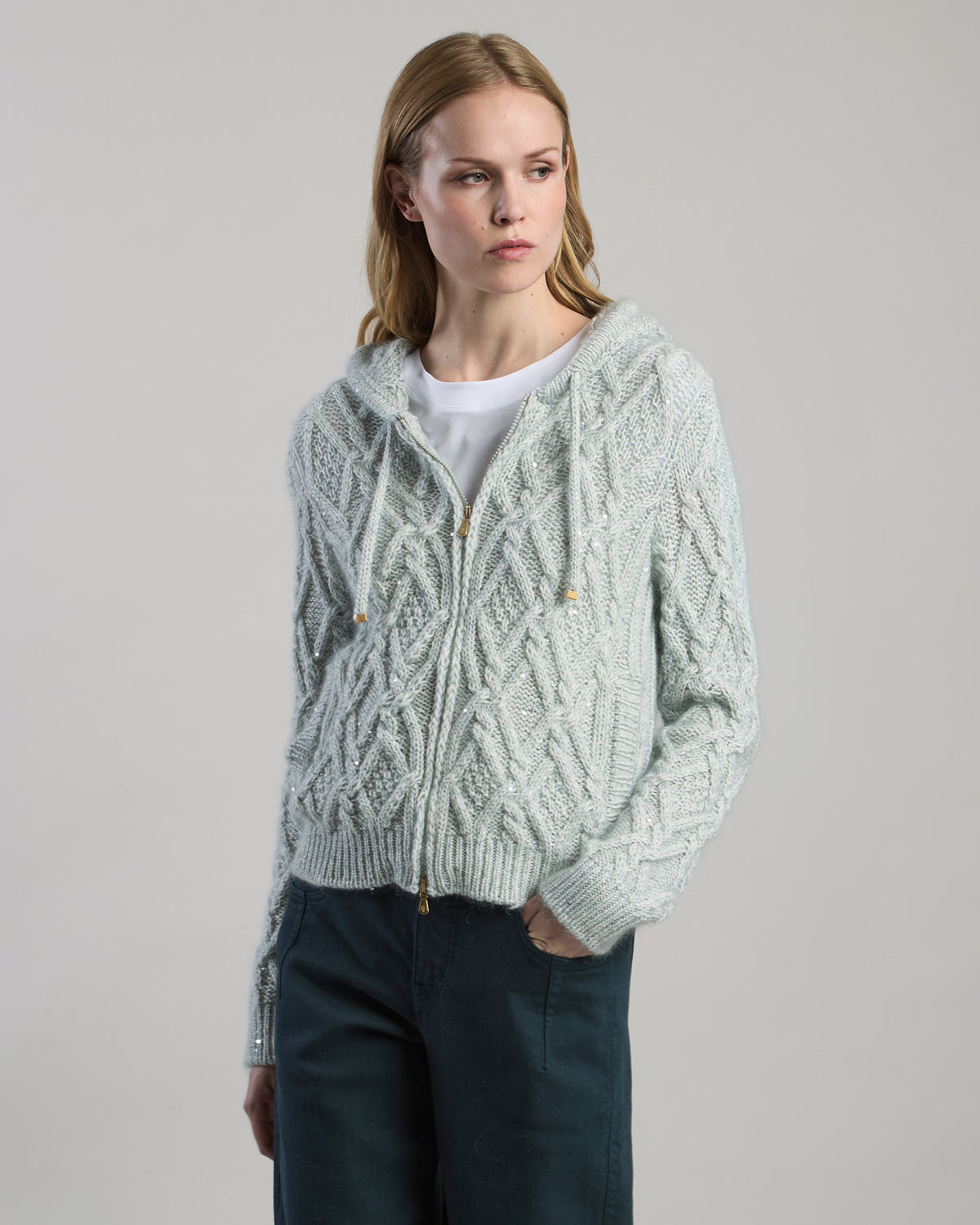 MAGLIA FULL ZIP LANA MOHAIR SETA - 1