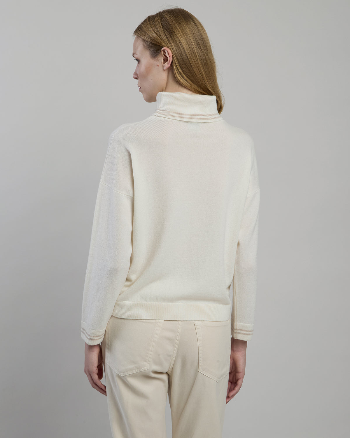 CASHMERE TENNIS STRIPE TURTLENECK SWEATER - 2