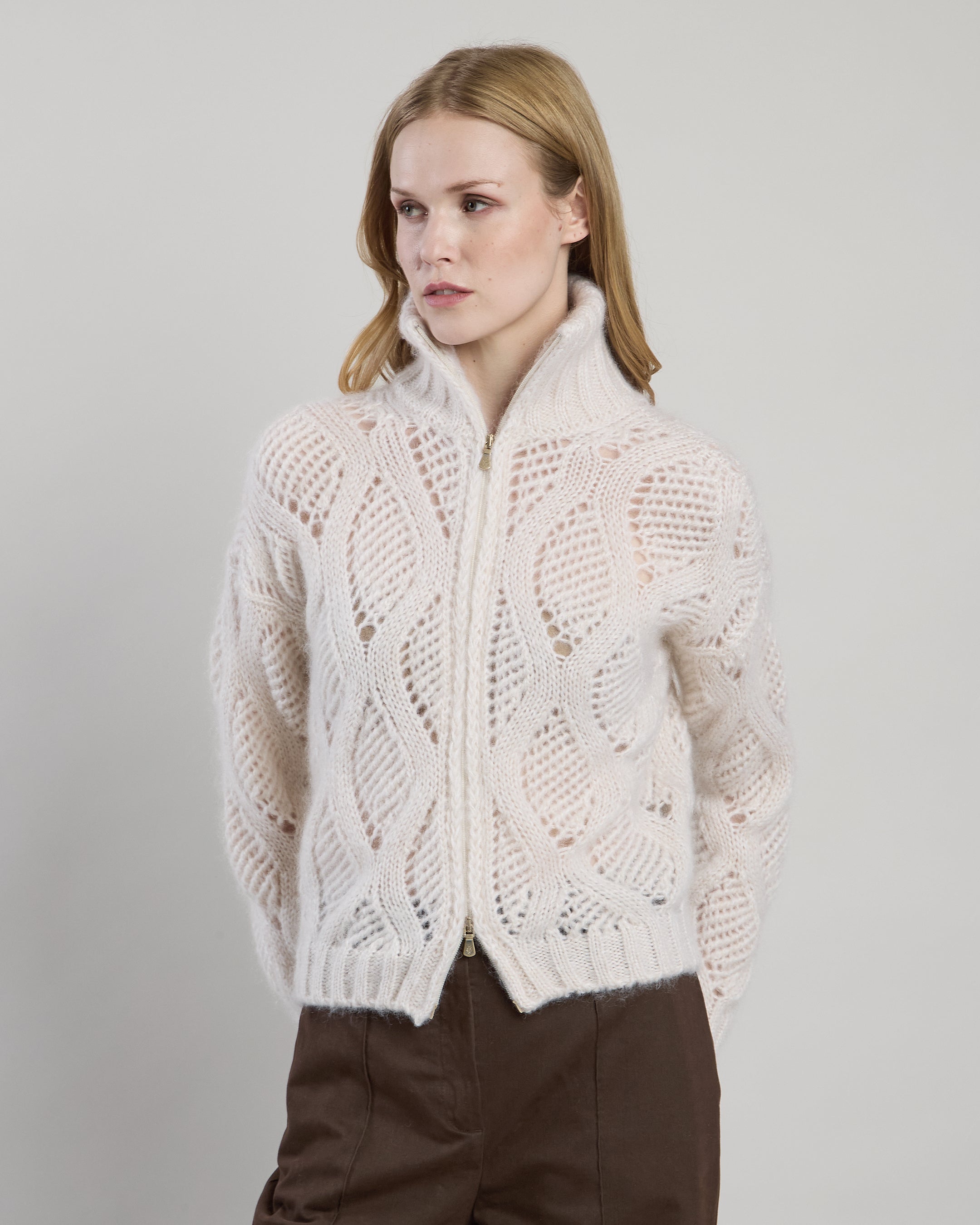 KID MOHAIR SILK FULL-ZIP SWEATER | Eleventy