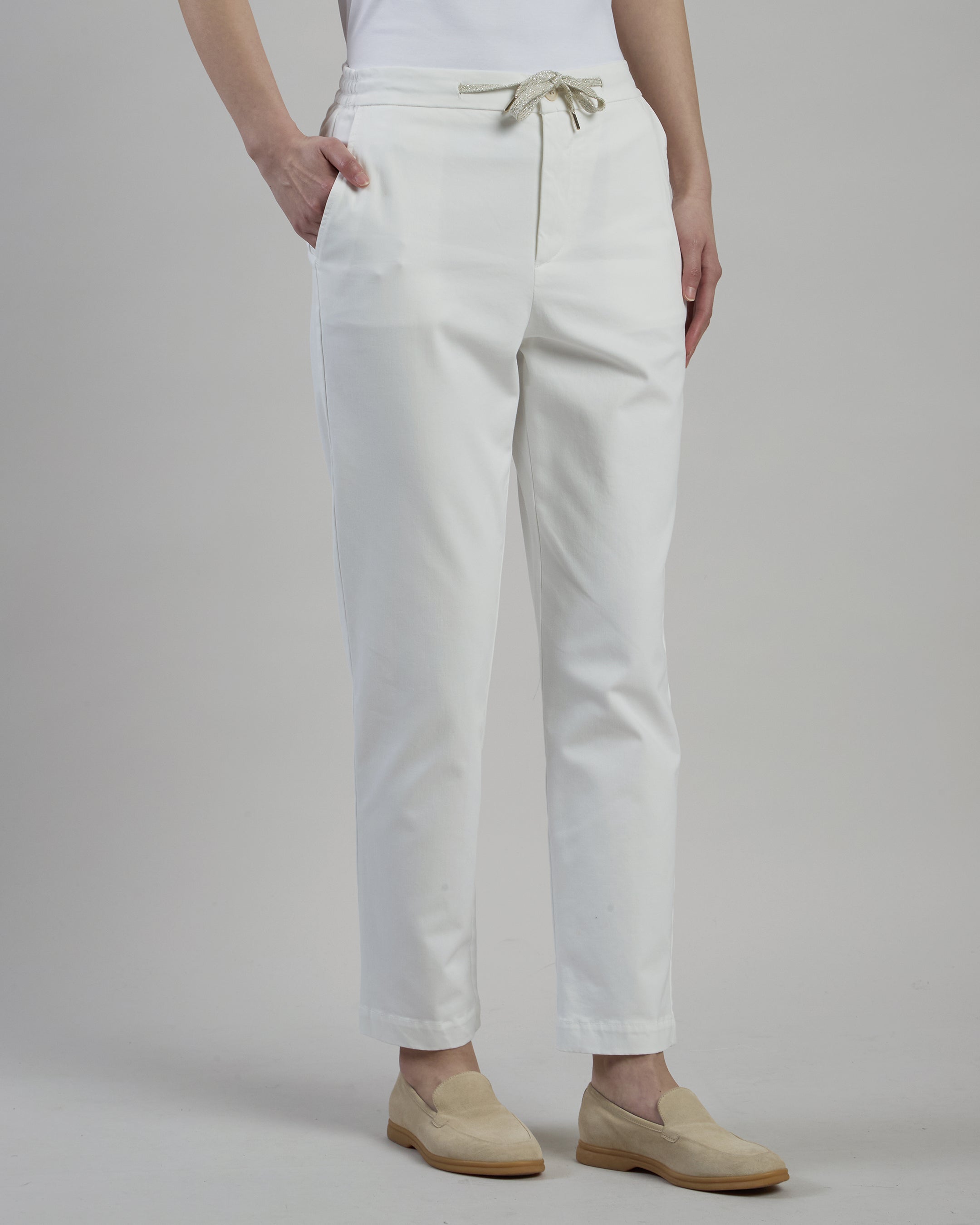 PLAIN COTTON ELASTANE TROUSERS